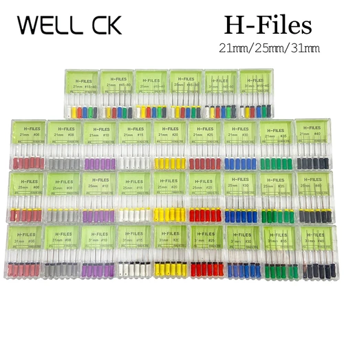 Root Cannal Endo H File, herramientas dentales, instrumentos endodónticos de acero inoxidable, odontología, odontología, 21mm, 25mm, 31mm