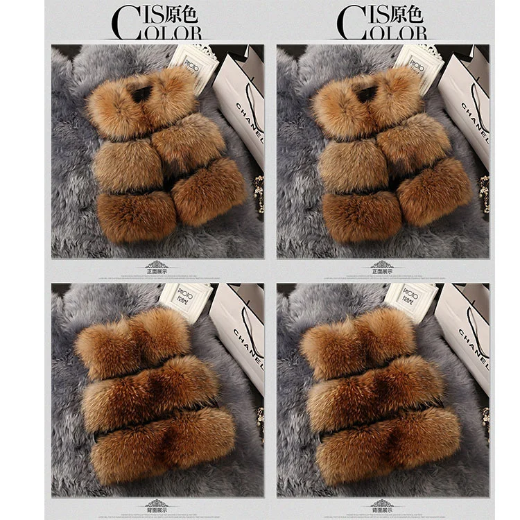 Faux Fur Vest Women Short Outerwear New Autumn Winter Imitation Raccoon Fur Waistcoats Sleeveless Female Warm Plush Jacket Tops