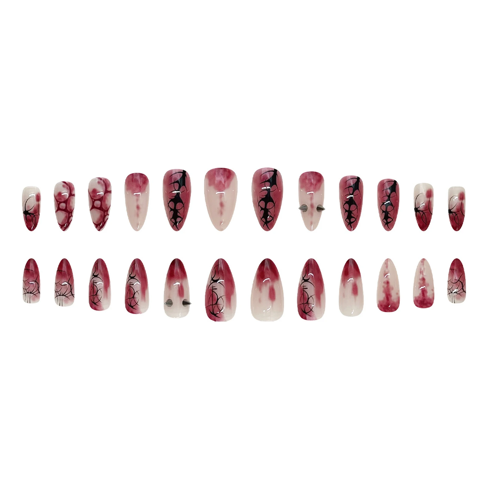 Press On Nails Horror Blood Scratch Graffiti Resin False Nail Set 3D Studs for Women Cosplay Halloween Party Photography