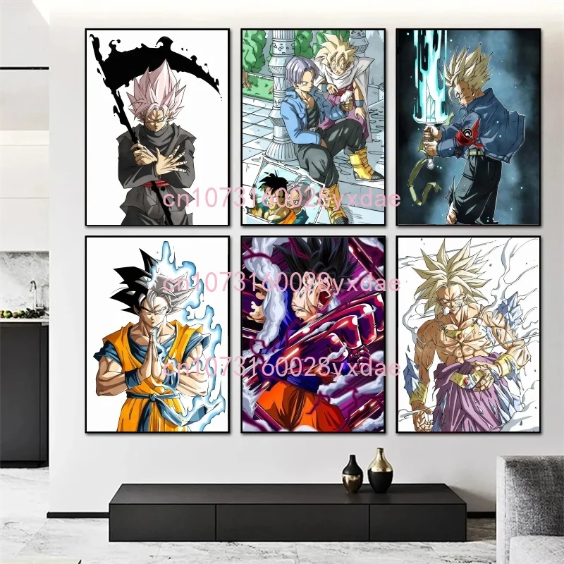 

Japanese Surrounding Anime Retro Dragon Ball Poster Goku Gohan Vegeta Piccolo Friza Canvas Painting Print Wall Art Children Gift