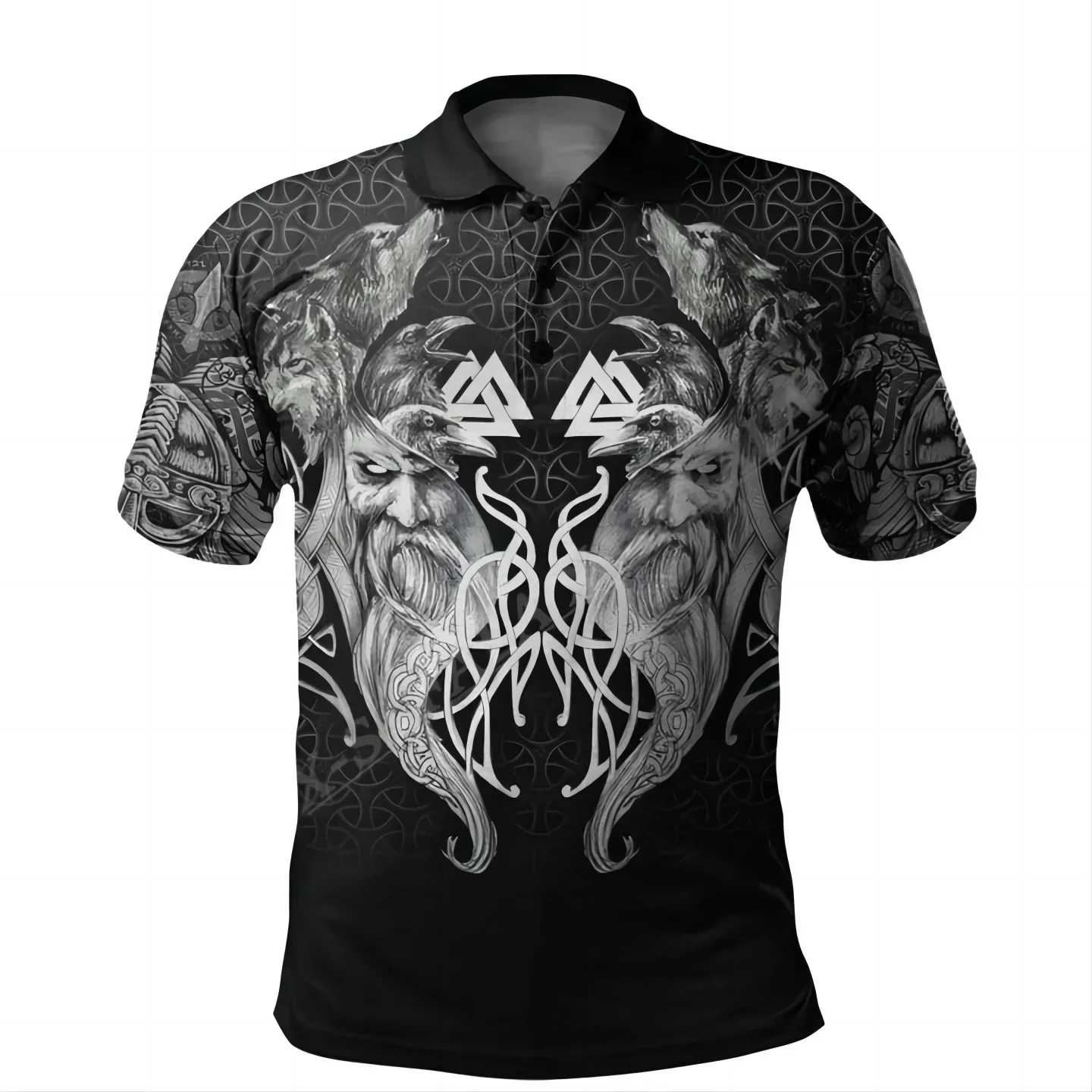 Viking Samurai Warrior Tattoo Polo para homens, impresso em 3D, cultura física, gola, manga curta, streetwear, roupas de verão,-5