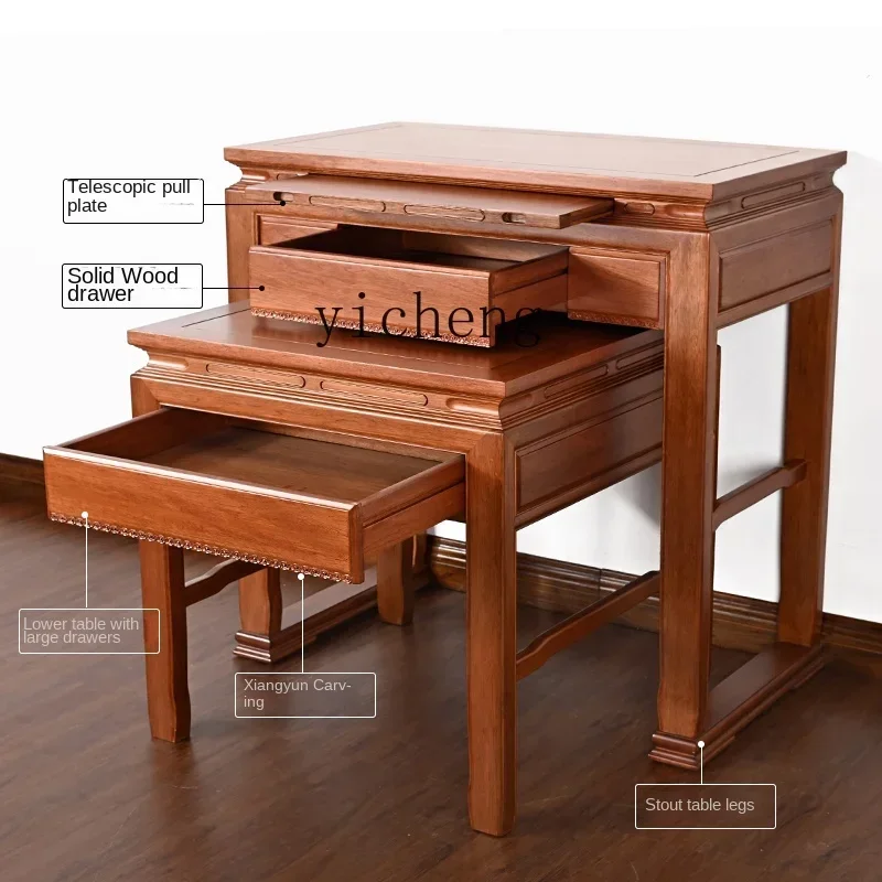 household gold silk red sandalwood simple square table Buddhist table table God of Wealth cabinet