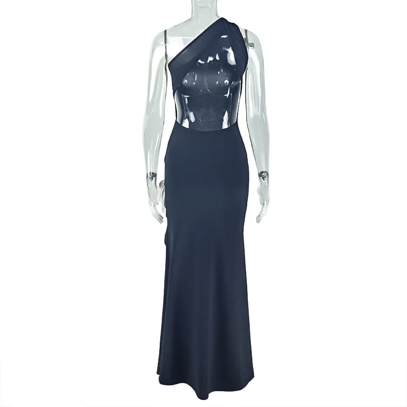 فستان نسائي طويل بكتف واحد بدون أكمام ثلاثي الأبعاد مزين بالزهور 2025 فساتين حفلات مثيرة لقضاء العطلات وأعياد الميلاد