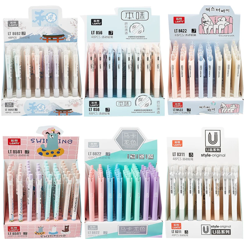 

48pcs Mechanical Pencils Unlimited Writing Sketch Painting Automatic Pencil Students Gift School Supplies Stationery Wholesale