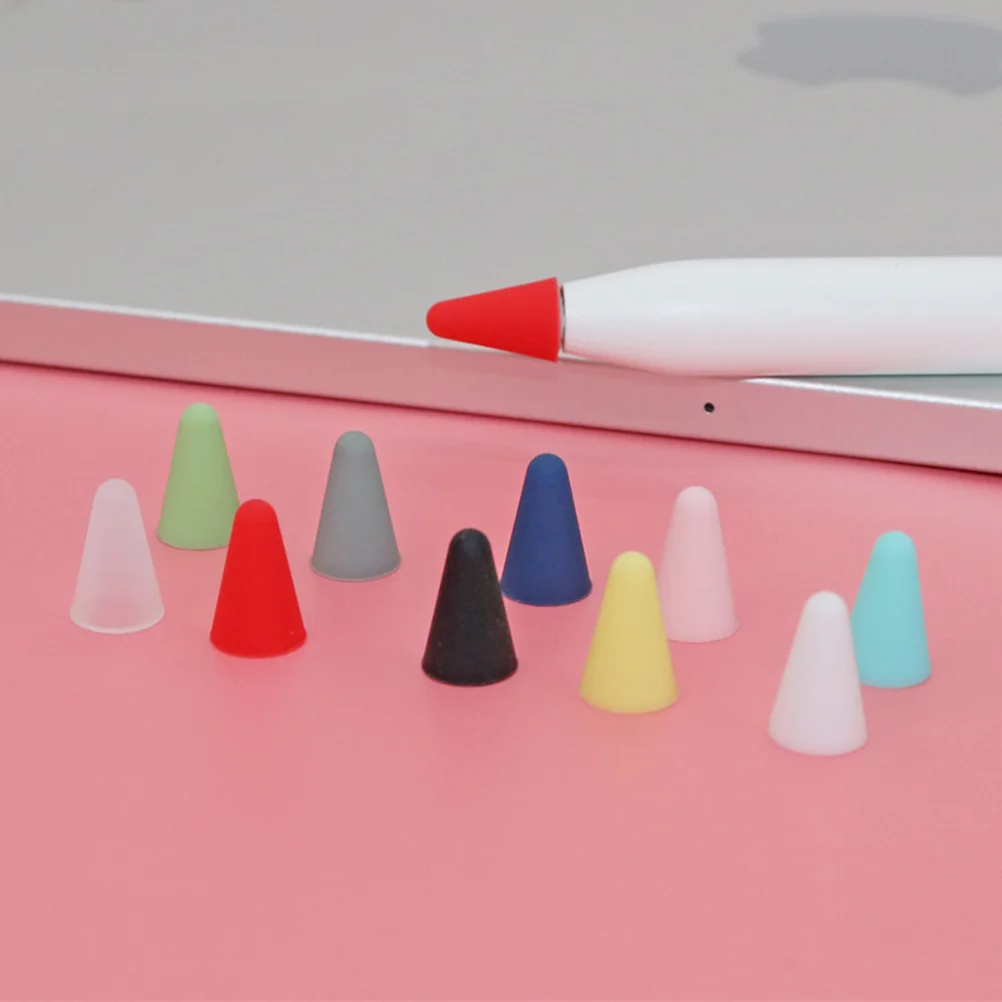 

10Pcs Pen Tip Protective Cover Silicone Smooth Hard Non-Magnetic Dustproof Anti-Slip for Writing Drawing Noiseless Use Stylus