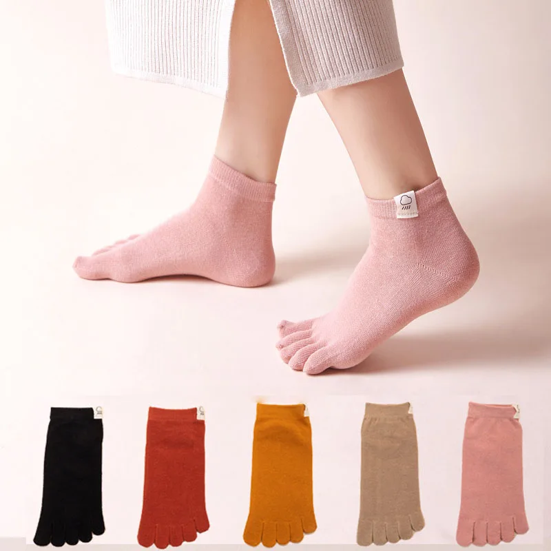 Sweet Women Five Finger Socks Female Socks Solid Color Toe Sock Slippers Girls Lady Invisible Sokken Harajuku Sexy Sox Meias