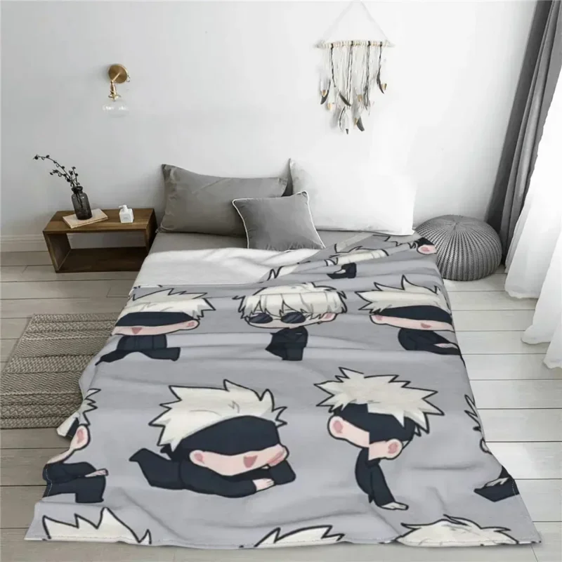 Gojo Sensei Anime Manga Blanket Fleece Autumn/Winter Jujutsu Kaisen Multi-function Super Warm Throw Blankets for Bedding Outdoor