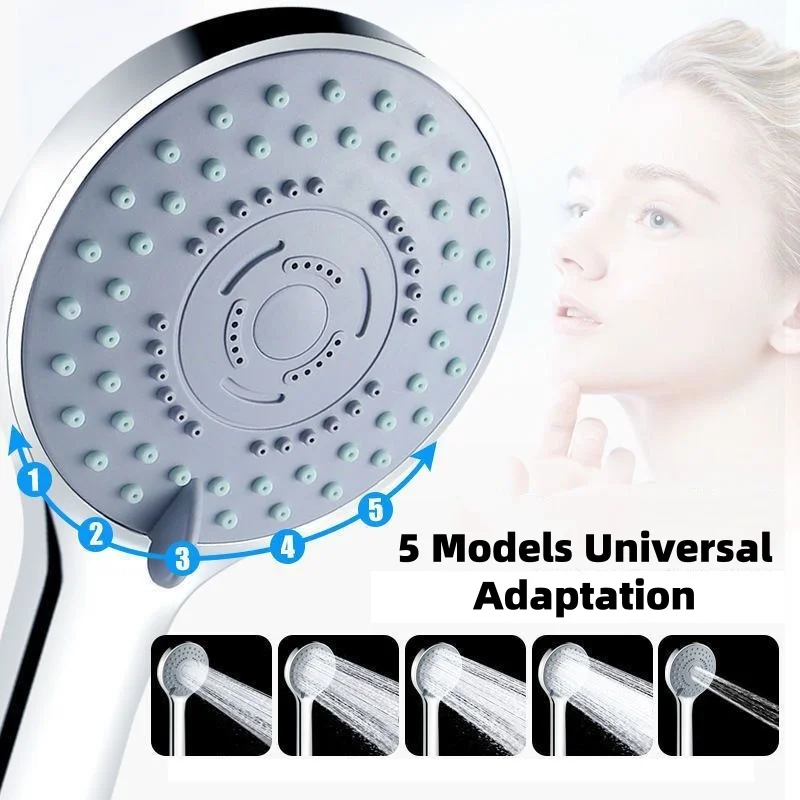 

Душ с повышенным 5-скоростным большим выходом воды, душевой набор, бытовой ручной большой панельный регулируемый душ для ванной комнаты, спа-насадка для ванны