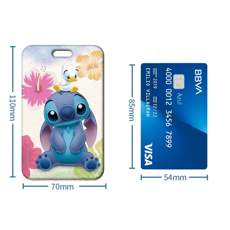 Disney's Lilo & Stitch Card Holder Lanyard Keychain Boy Photo Card Case Neck Strap Girls Card Protectors Badge Credential Holder