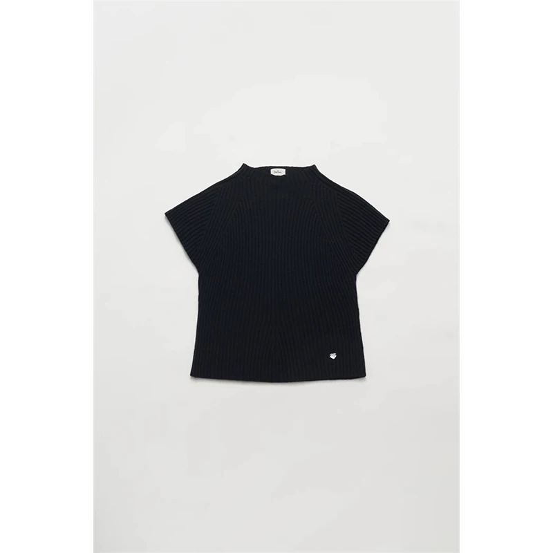 Suéter de Punto de Manga Corta con Cuello Alto a Media Altura, Estilo Dulce y E para Mujer, Corte Regular, Dongda Gate...