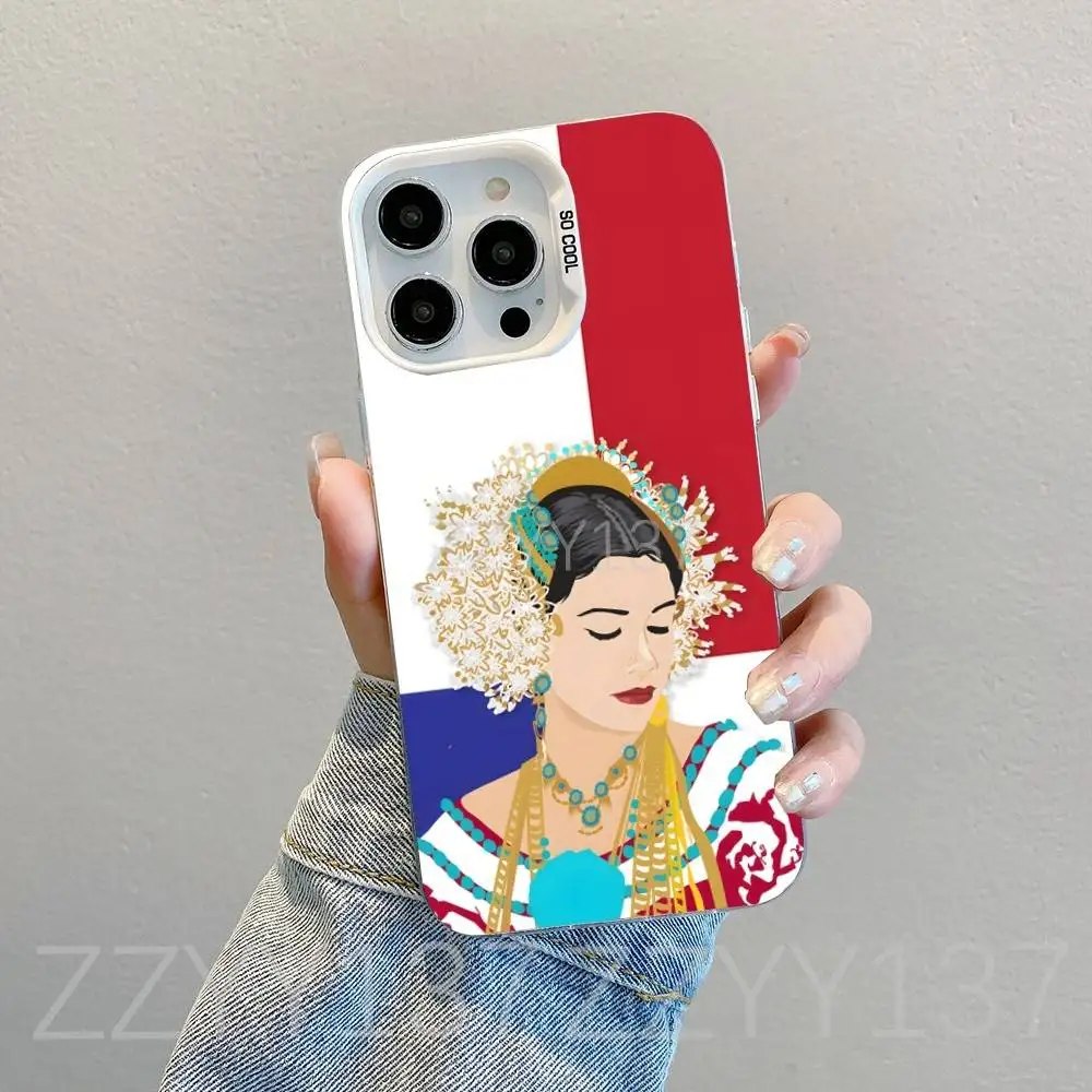 حافظة هاتف بنما الاستوائية لهاتف آيفون 16,15,14,13,12,11,8,7,Pro,Max,Plus,Mini,XS,SE غطاء مقاوم للصدمات من الحلوى البيضاء غير اللامعة