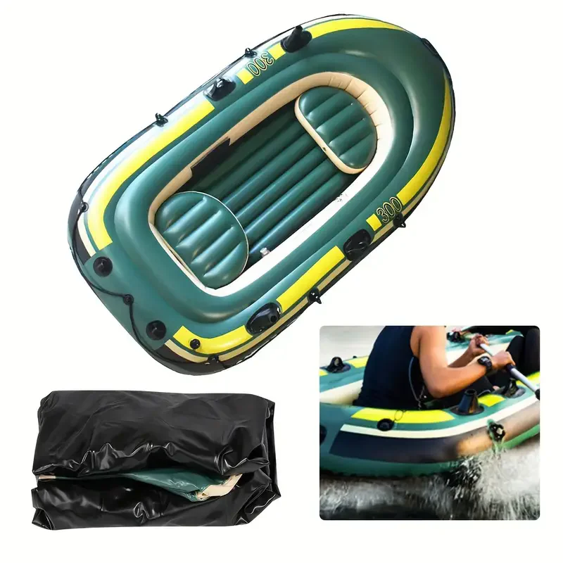 Bote de pesca inflable para 3 personas, duradero, portátil, espacioso, para remar, buceo a la deriva, artesanía acuática para lagos, ríos, áreas costeras