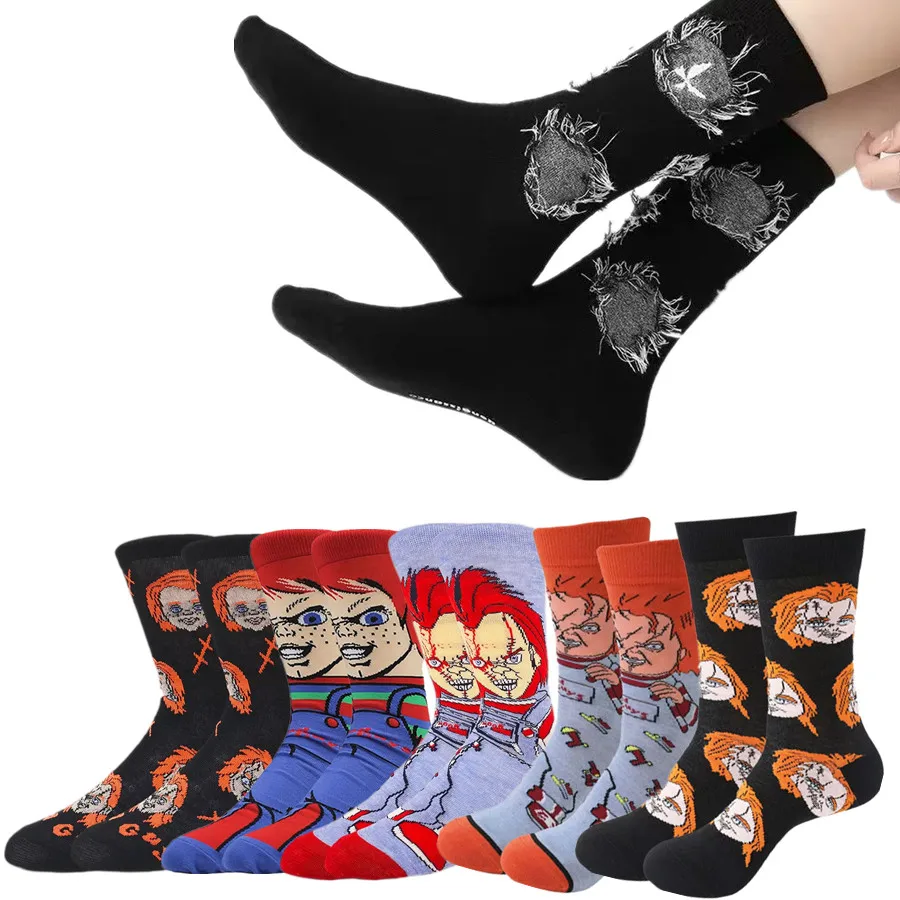 Уличная мода хип-хоп Рождество Хэллоуин мультфильм аниме носки мужчины женщины новинка забавные повседневные носки для экипажа теплая зимняя одежда