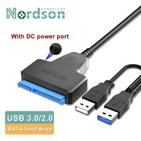 USB 3.0 To SATA Hard Drive Adapter Cable for 2.5/3.5 Inch External HDD SSD Hard Drive Dual USB Adapter with DC Power Supply