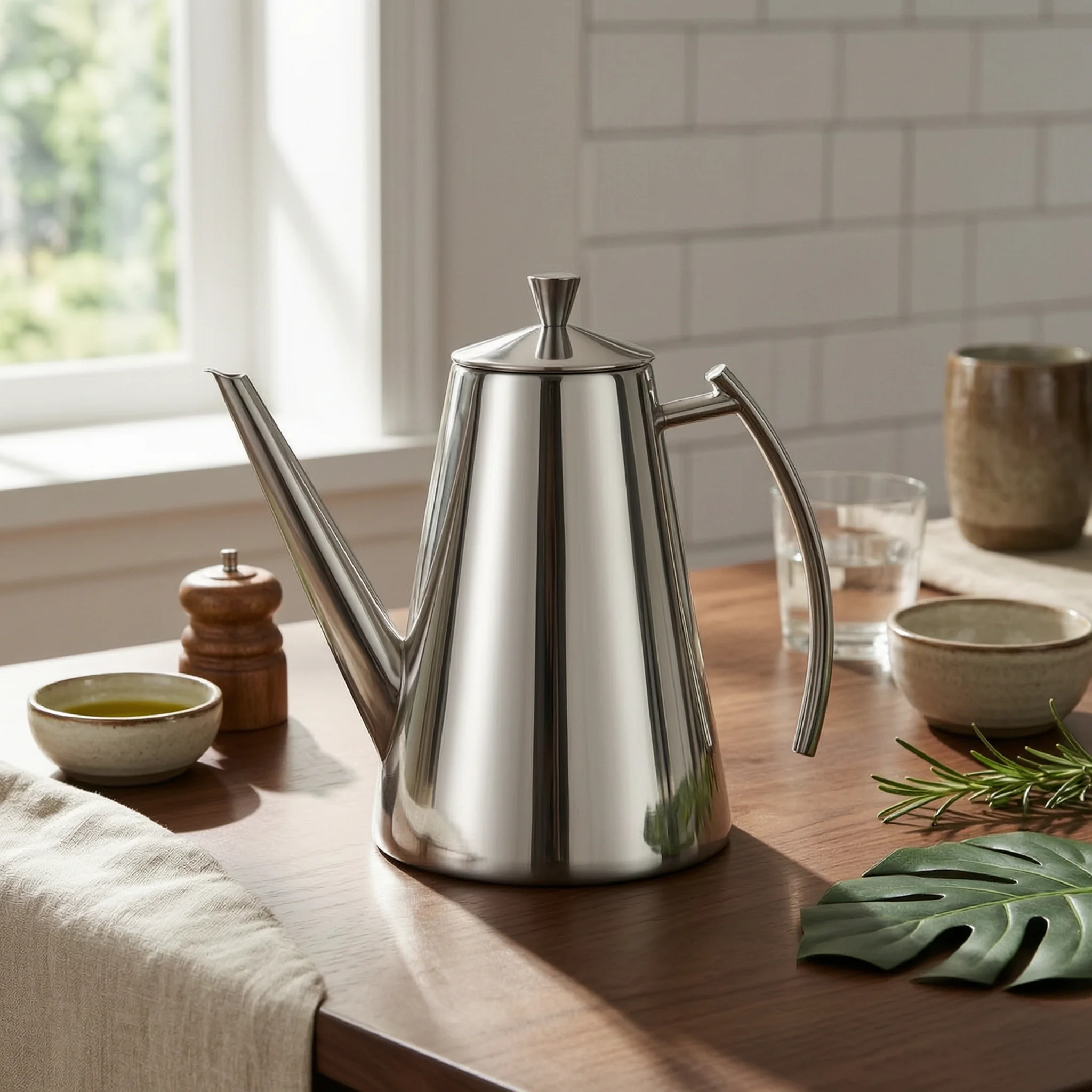 Olive Oil Dispenser Controlled Pouring Oil Pot with Spout Cruet Rustproof Container Leak-Proof for Home Cooks, Cooking, Kitchen