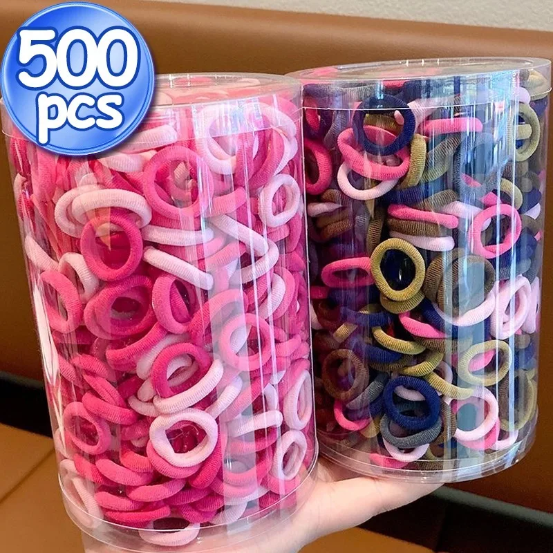 100/500pcs Girls Colorful Nylon Elastic Hair Bands for Women Rubber Bands Headband Scrunchie Ponytail Holder Hair Accessories