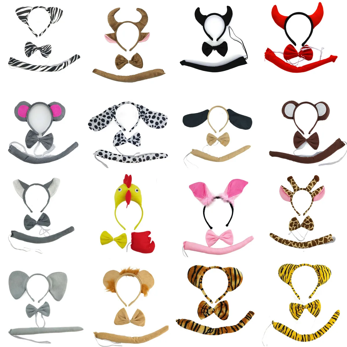 Adult Kids Party Plush Animal Ear Headband Wedding Birthday Gift Hair Band Tiger Elephant Lion Decor Halloween Costume Cosplay