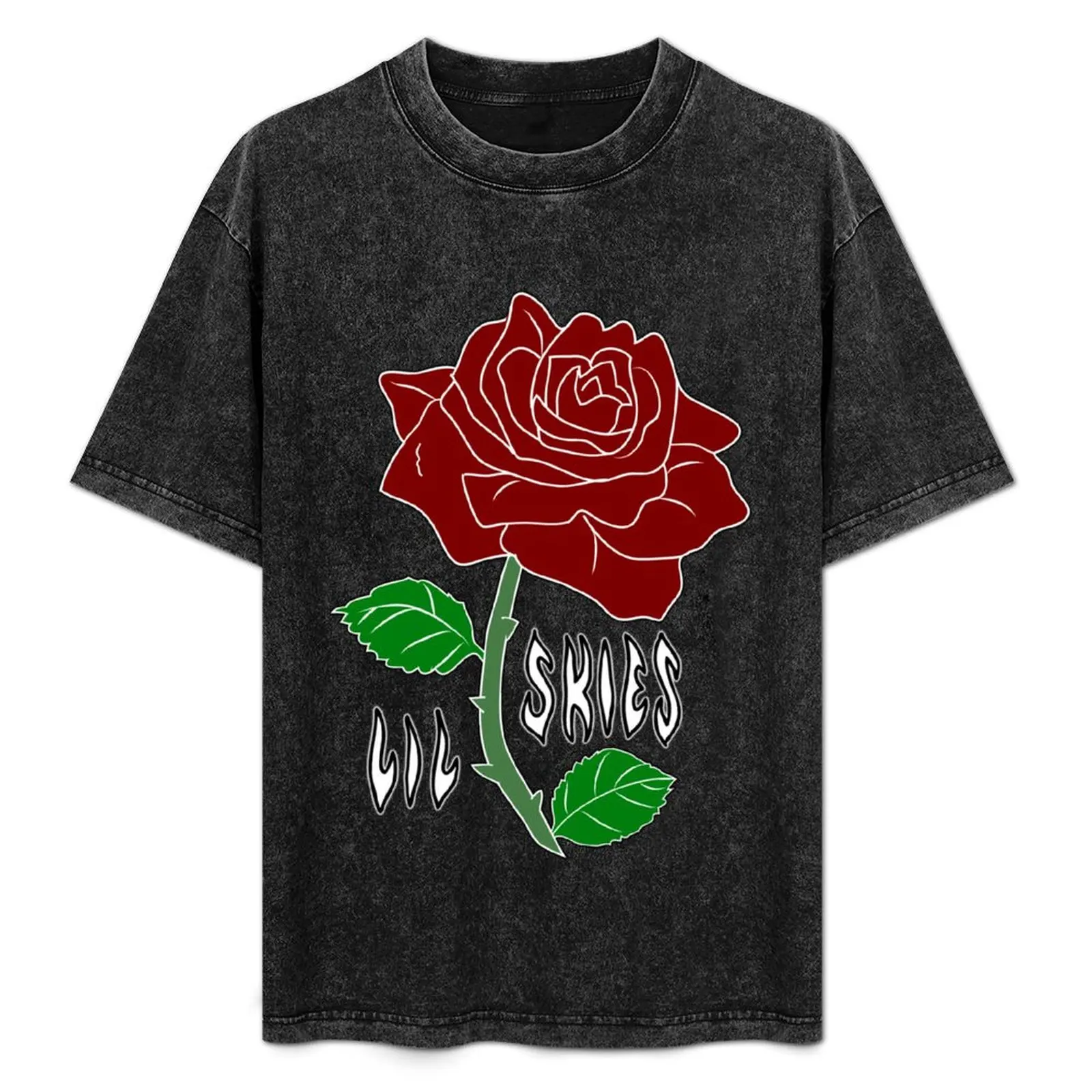 

lil skies dark rose coloured black T-Shirt Casual Everyday Short Sleeve T-Shirt