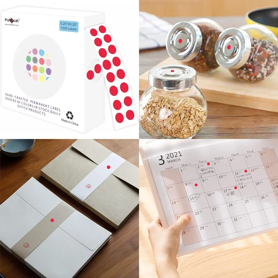 

0.25 Inch Color-Code Dot Stickers 1000 Stickers Roll Colorful Coding Label Sticker for Office and Student Classroom Organizatio