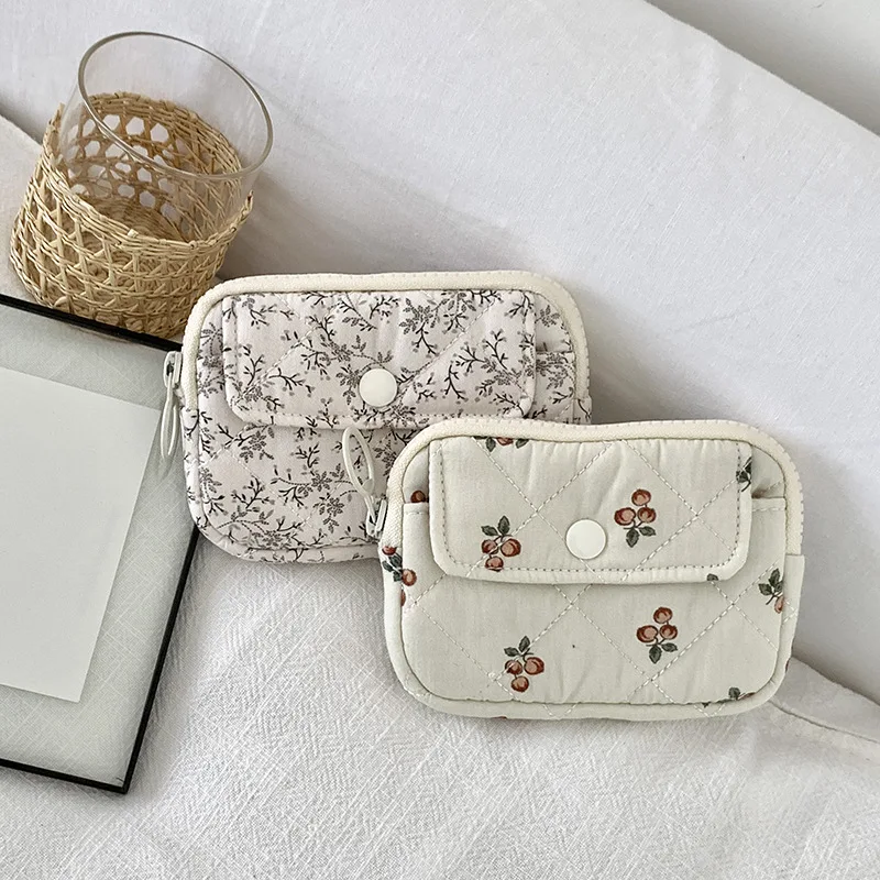 Women's Coin Purse Korean Fashionable Cartoon Animal Flower Print Wallets Multifunctional Key Change Card Mini Storage Bags Girl