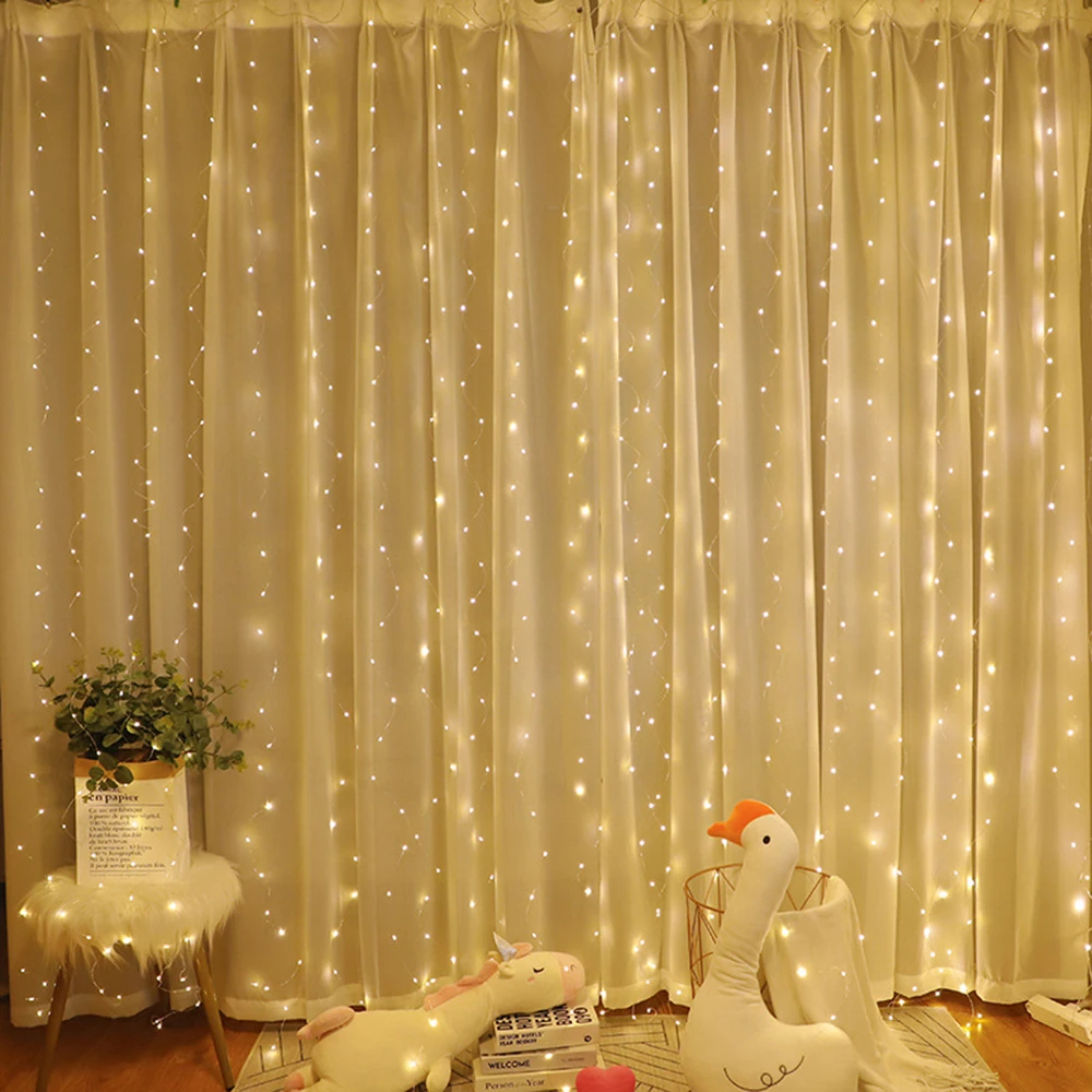 3M girlanda żarówkowa LED kurtyny świetlne z hakiem USB zasilany pilotem okno światła świąteczne dekoracje na wesele i przyjęcie
