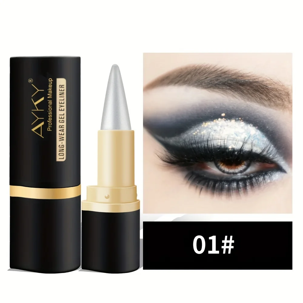 Matte Glitter Waterproof Eyeliner Stick Smudge Proof Black Single Head Solid Eyeliner Balm