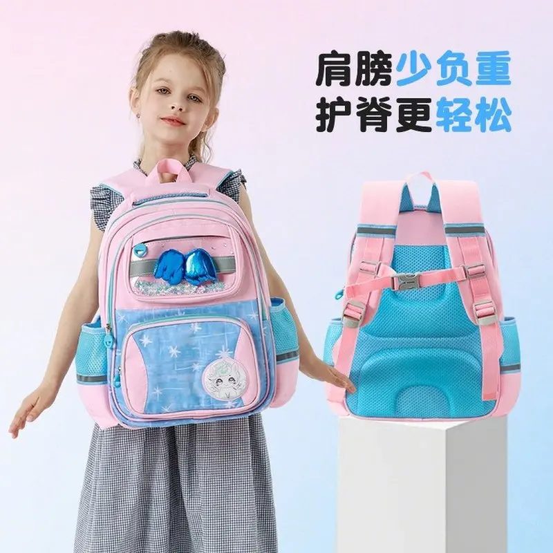 Cute Unicorn Backpack With Sequins Shaker Window For Girls School Bag Multi Pocket Kids Travel Daypack With Bow Decor Waterproof