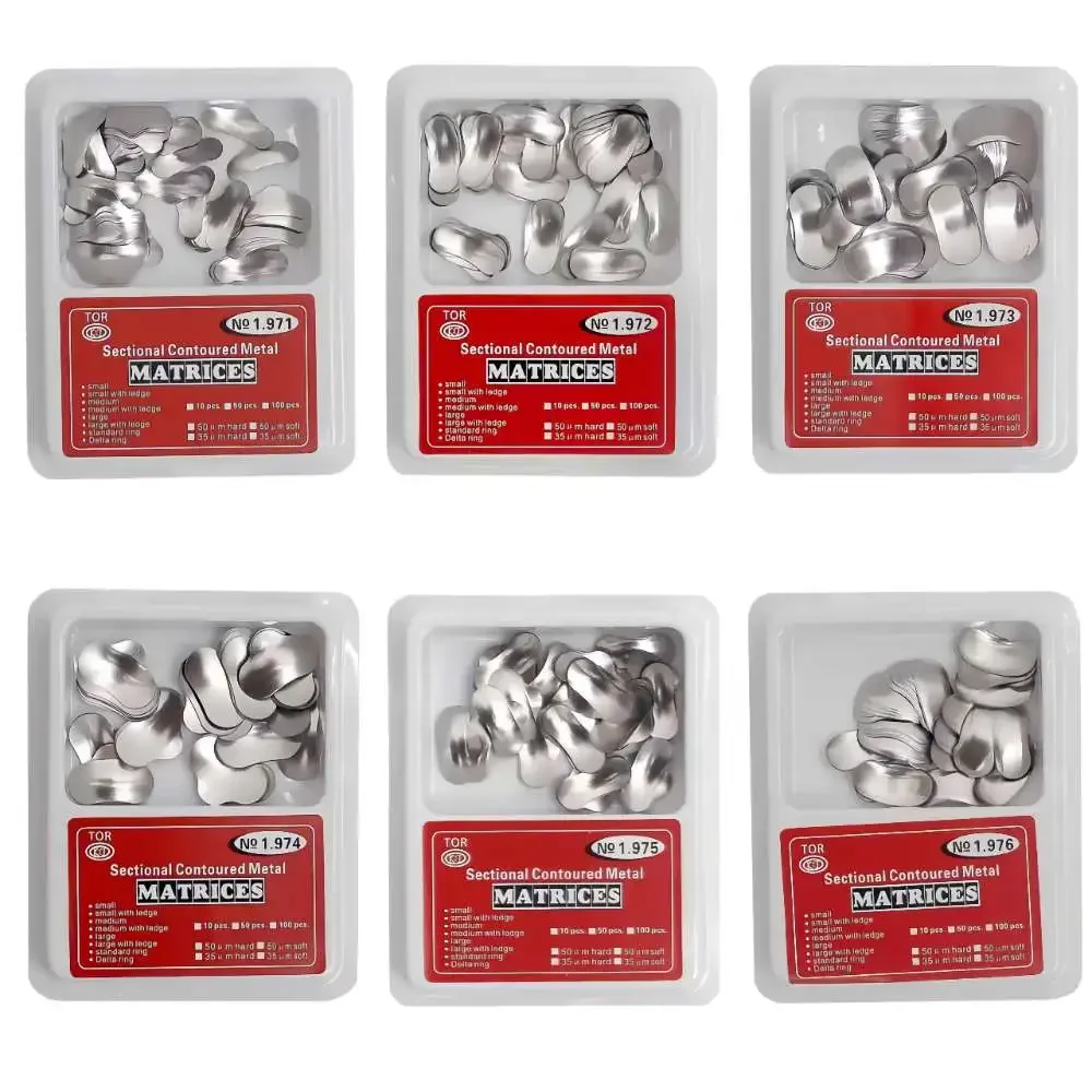 Stainless Steel Dental Sectional Contoured Matrix Bands with Ring No.1.971-1.976 Matrix System Accessories Dentist Clinical Tool