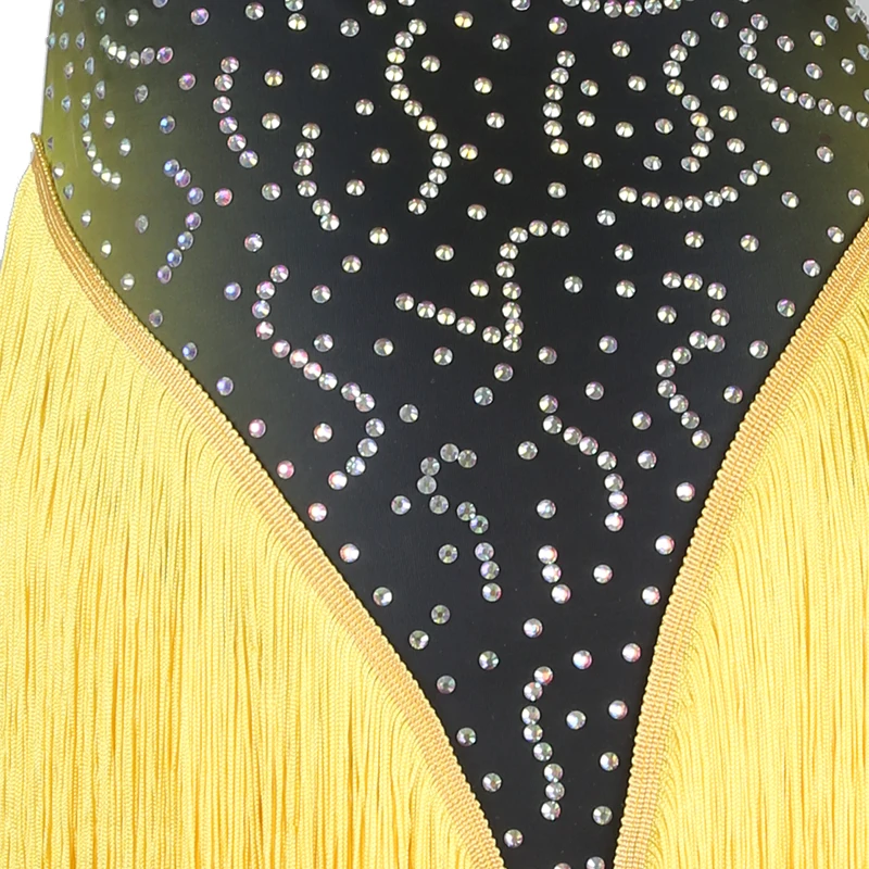 Mulheres diamante gradiente borlas vestido de dança latina vestido desempenho franja vestido chacha samba competição dança wear dql11154
