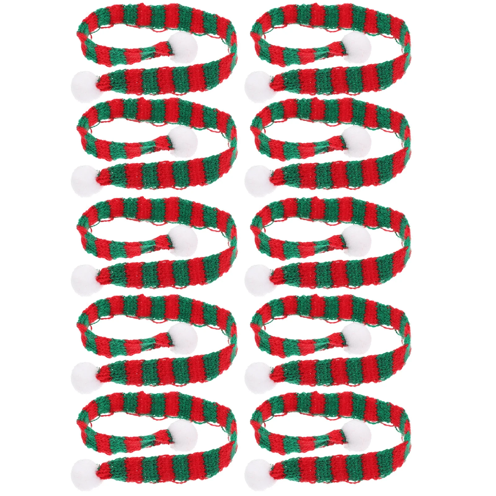 

10pcs 1X23Cm Knitted Scarves Christmas Mini Scarf For Wine Bottle Decor Red Green Striped Holiday Party Decoration Accessory
