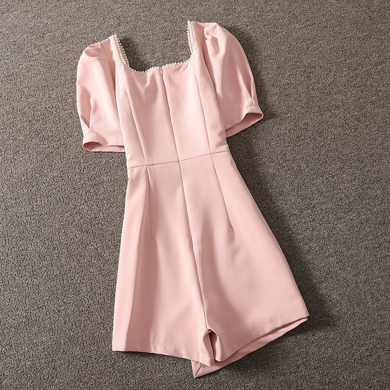 Ele High-Waist One-Piece Pants for Women Summer 2025 Embellied with Beads Wide Leg Commute Sle ort Pants