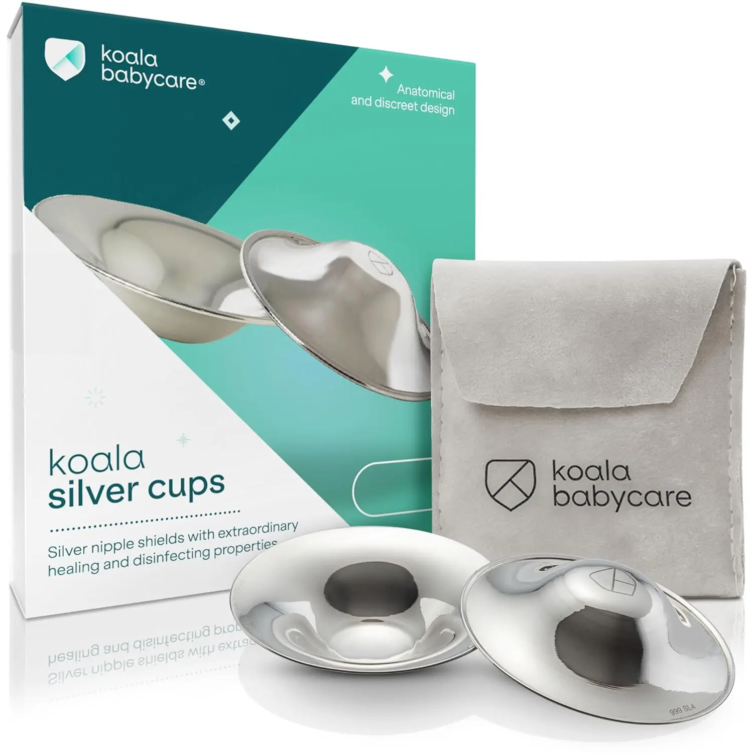 

Babycare The Original Silver Nursing Cups - Защитные накладки на соски для грудного вскармливания новорожденных - Незаменимые принадлежности для грудного вскармливания - Защита