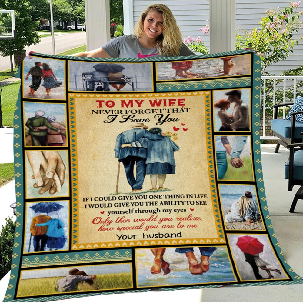 

Personalized Blanket For Wife Print Old Couple Romantic I Love You Forever And Always