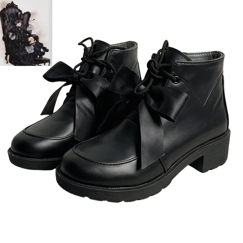 Black Butler Cosplay Ciel Phantomhive Cosplay Shoes Boots Game Halloween Party Role Play Custom Made
