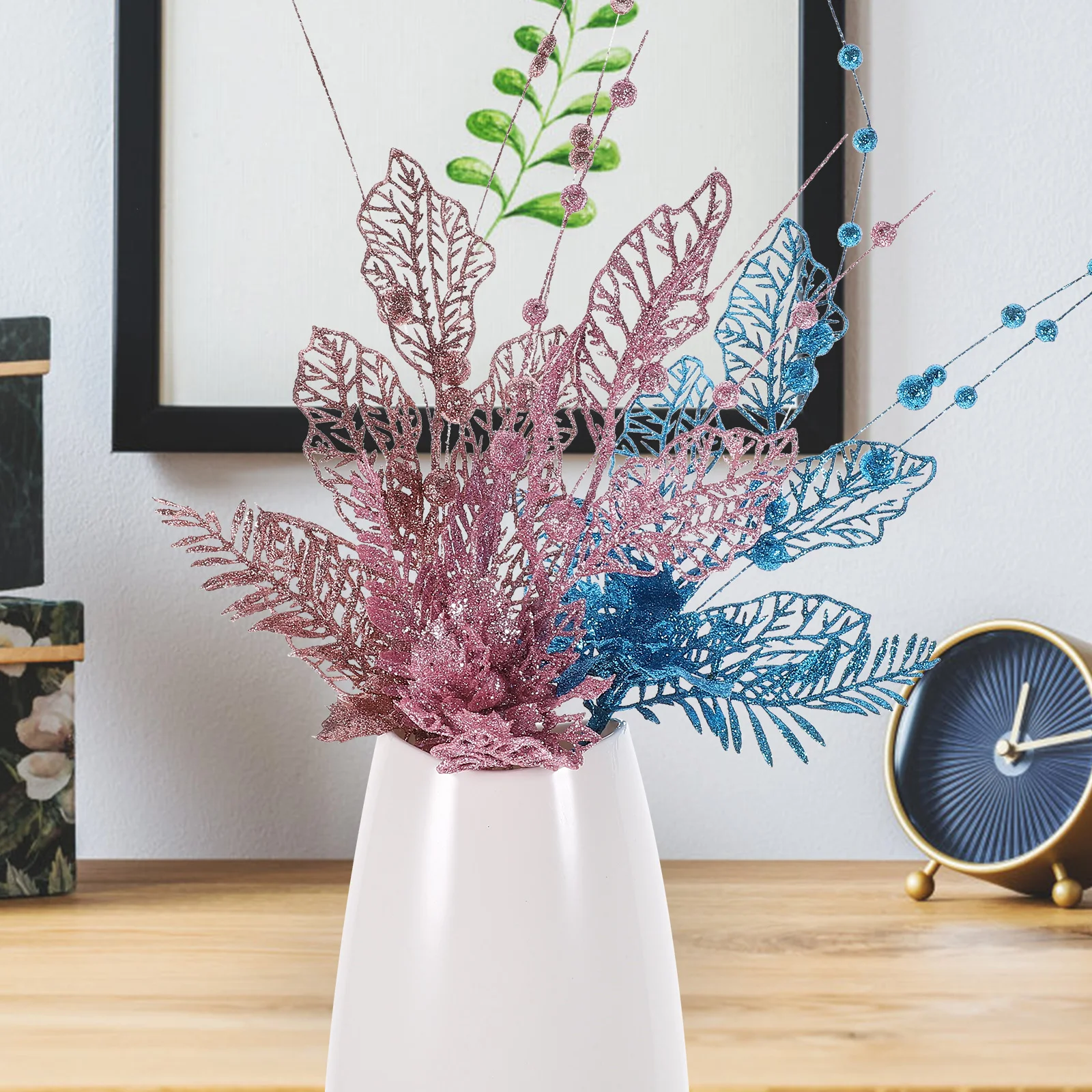 

3Pcs Faux Branches Artificial Plant Decorative Christmas Style Desktop Office Home Room Plant Decor Room Accessories