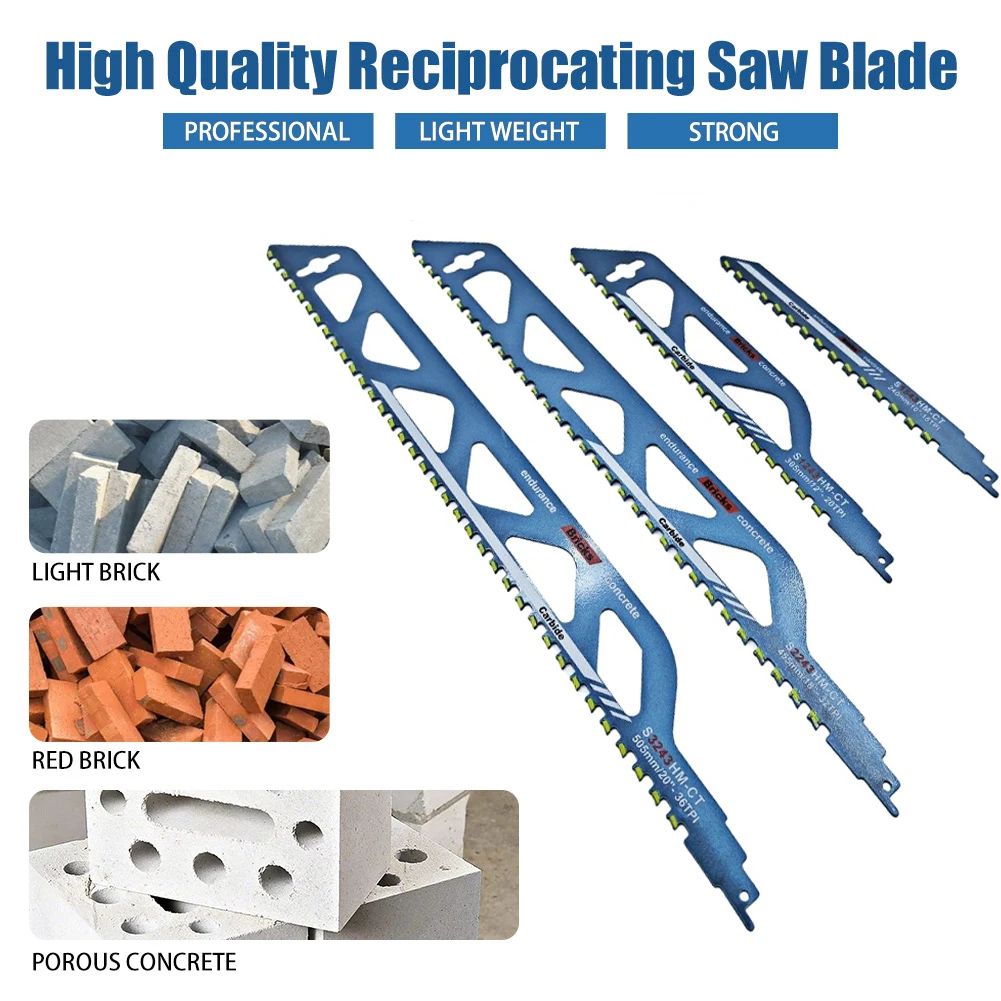 10-20 inch Heavy Duty Reciprocating Saw Blades - Alloy Steel for Cutting Cement, Concrete, Bricks & Composites