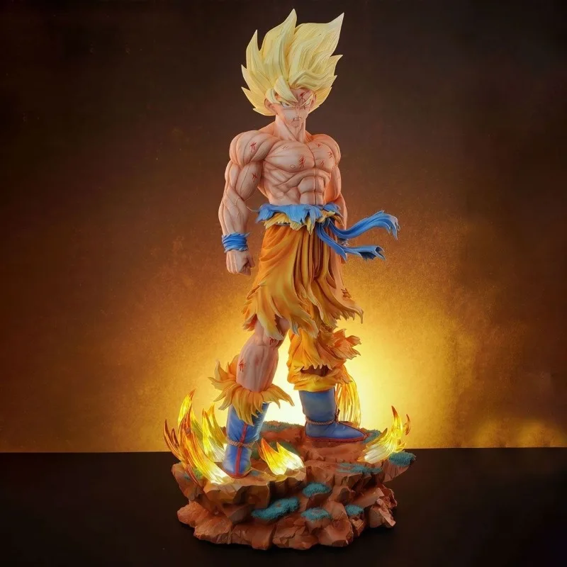 

Статуя Jt Dragon Ball Z Son Goku, фигурка со сменными головками, светодиодная база, Super Saiyan Goku, экшн-фигурки, режим коллекции, игрушки, подарки