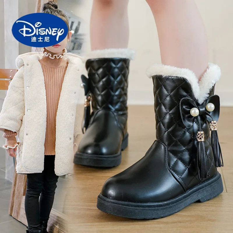 أحذية ديزني للفتيات الشتوية 2025 |   أحذية الثلوج مبطنة بالصوف |   أحذية الأميرة للأطفال الصغار والأطفال