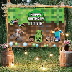 Game Theme Name Customize Happy Birthday Backdrop Kids Boy For Photography Background Supplies Party Decoration Baby Shower