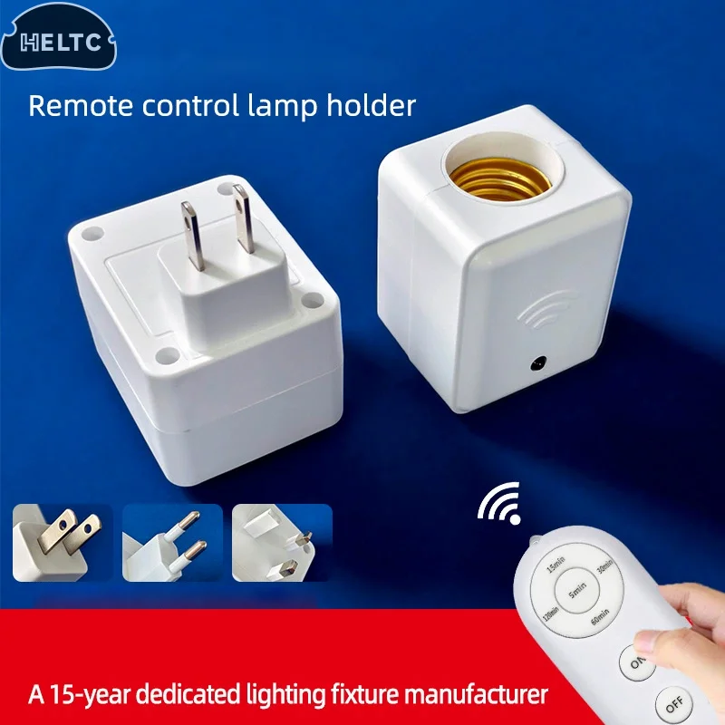 1Pc White US EU UK E27 Remote Control Lamp Head Socket Lamp Base Wireless Smart Remote Control Lamp HolderCap Intelligent Switch
