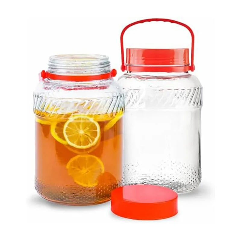 【Superdeals】1 Gallon Glass Jar With Lid (2 Pack) 128 Oz Large Mason Jars Wide Mouth For Sun Tea, Big Kombucha Jugs Durable