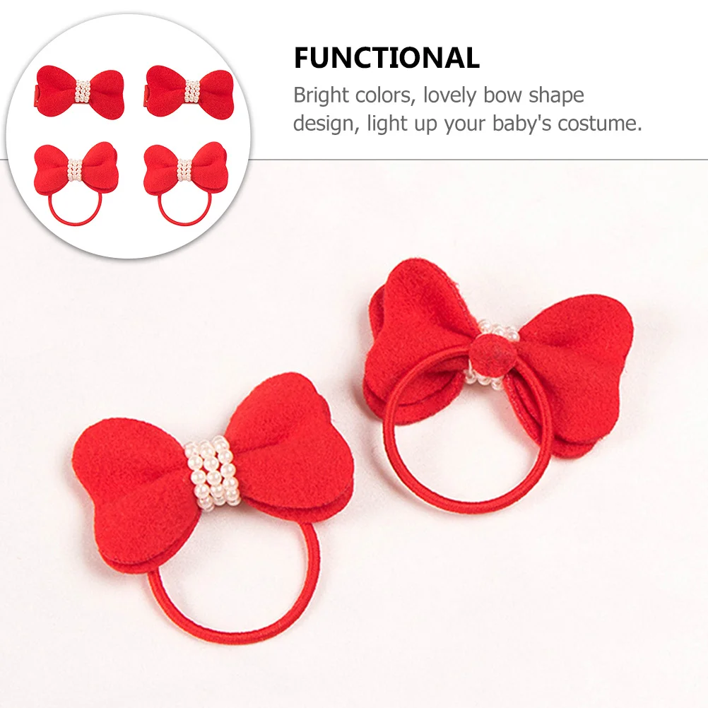 

4Pcs Baby Girls Pearls Hair Bow Clip Bright Colors Hair Accessories for Toddler Kids Party Birthday Photo Bow Barrette