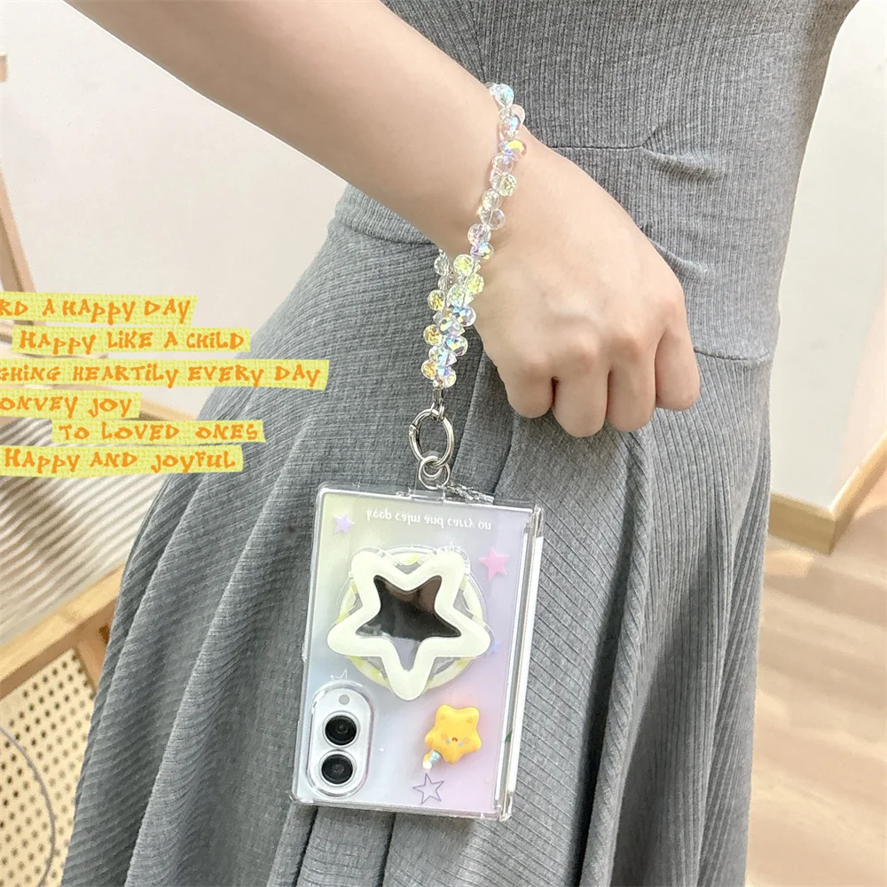 New Cute Gradual Star Magnetic Phone Case for Samsung Galaxy Z Fold 8 Ultra zfold 8 7 6 5 Cover For Magsafe Stand Chain
