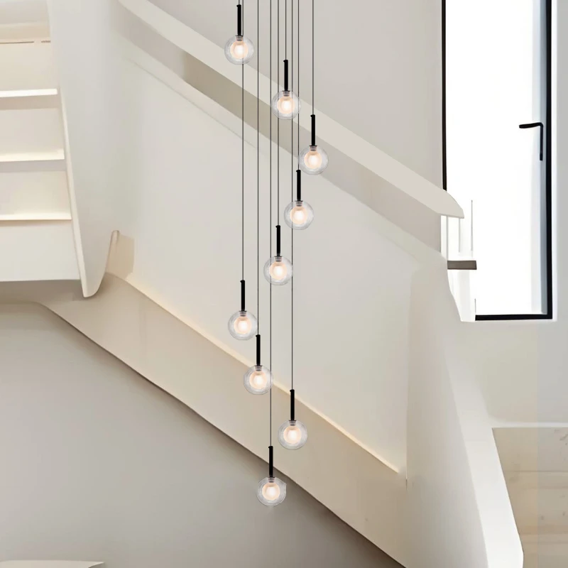 Modern home decoration LED chandelier for stairs, living rooms, high-rise floors, indoor lighting
