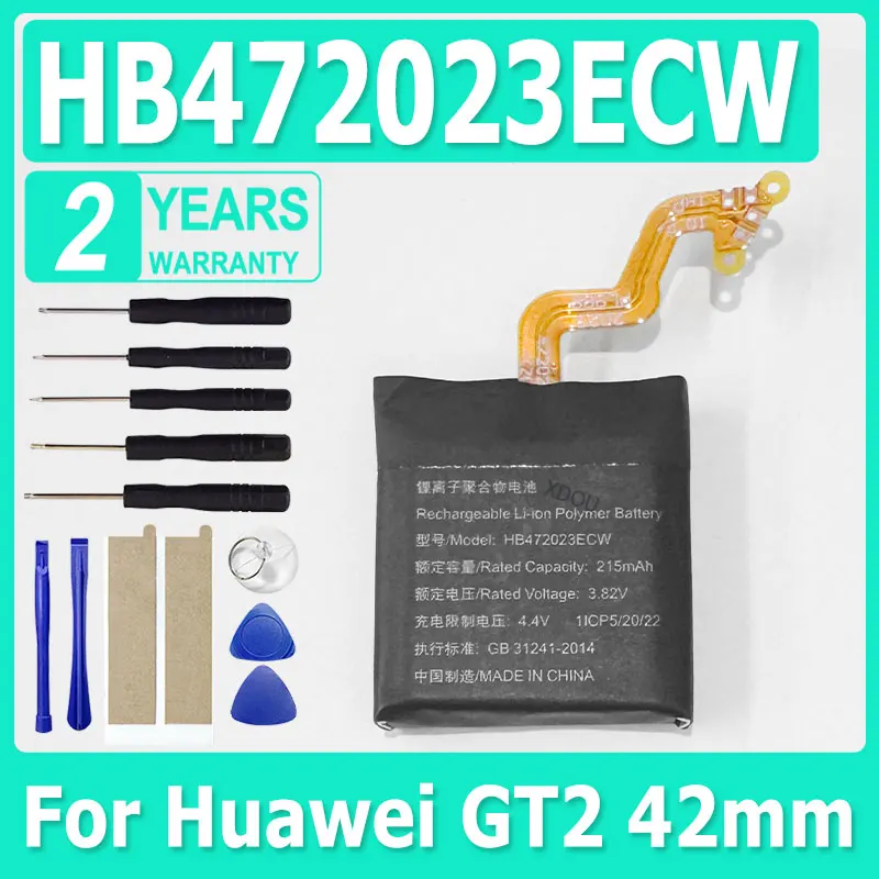 

HB472023ECW Battery 215mAh Batteries For huawei GT2 smartwatch GT 2 42MM Battery New Battery + Tools