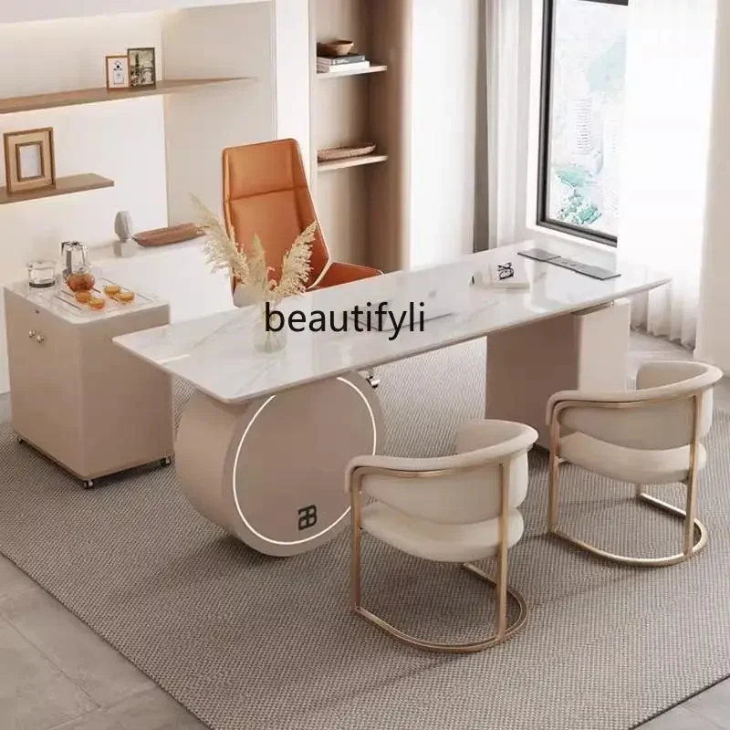 

ss25 Slate desk light luxury modern cream wind workbench advanced sense office computer desk
