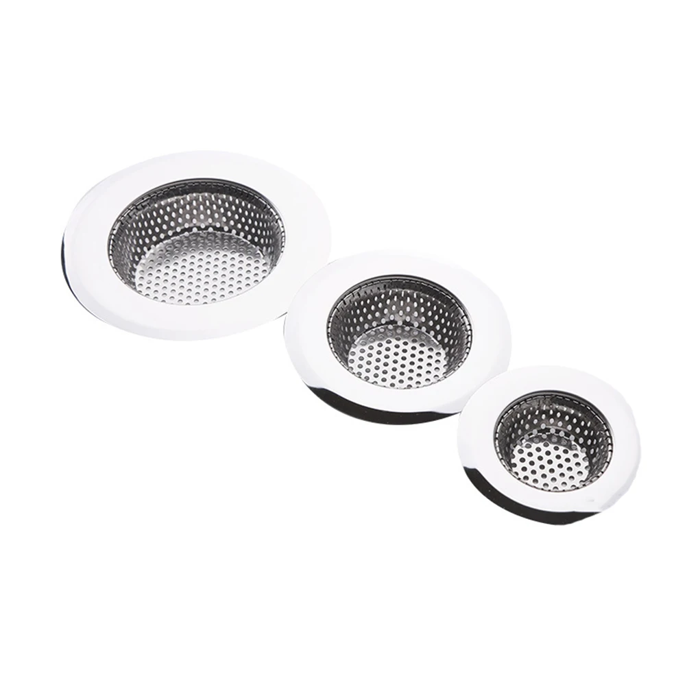 3 قطعة أغطية مرشح الفولاذ المقاوم للصدأ للمطبخ الحمام مصفاة حوض الغسيل مناسبة المجاري يغطي طبق #5