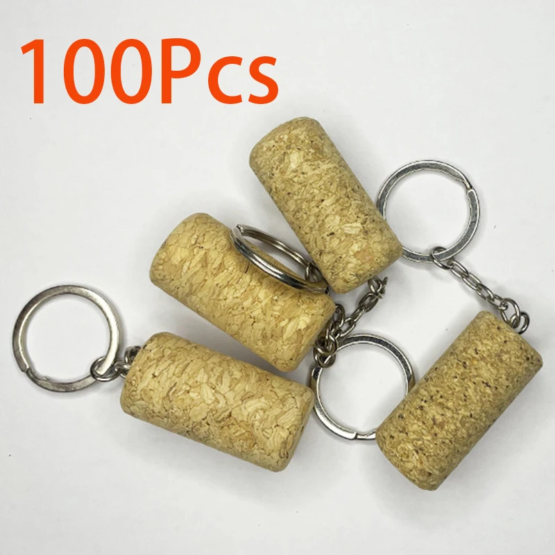 100Pcs Wine Cork Keychain Handmade Wine Enthusiast Gift Key Holder Unique Souvenir Eco-Friendly Gift