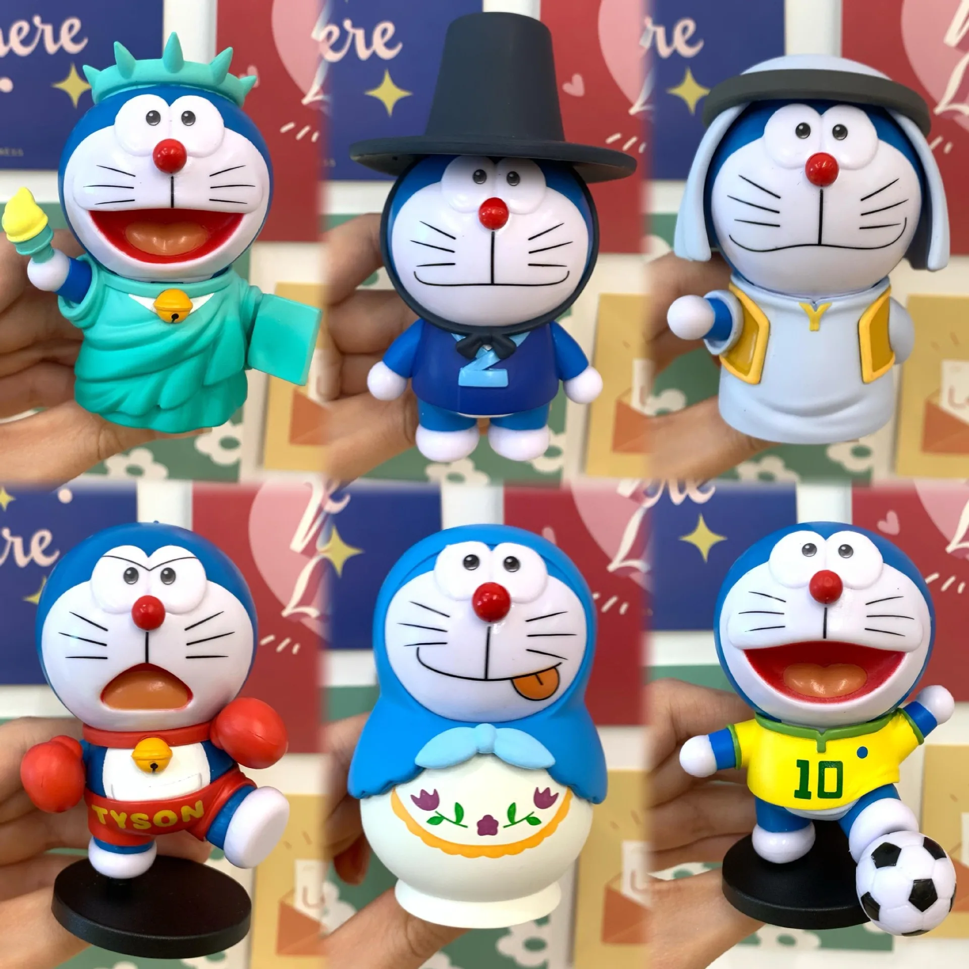 6Pcs 8-11CM Doraemon Dress Kawaii Figure Cute Dorami Classic PVC Action Figurine Toys Collection Model Cake Decoration Gifts