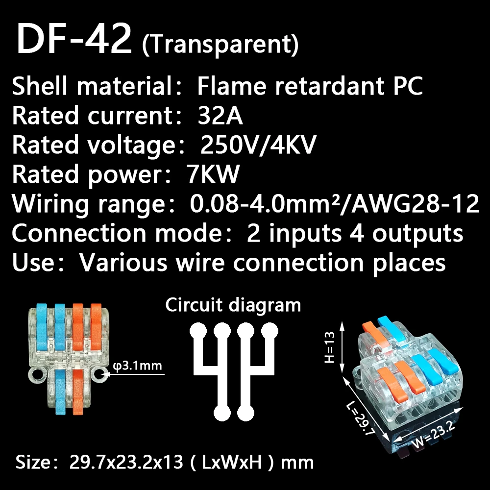 Mini Fast Wire Cable Connectors, Condutor Compacto, Spring Splicing, Fiação Connector, Push-in Terminal Block, 2-2m